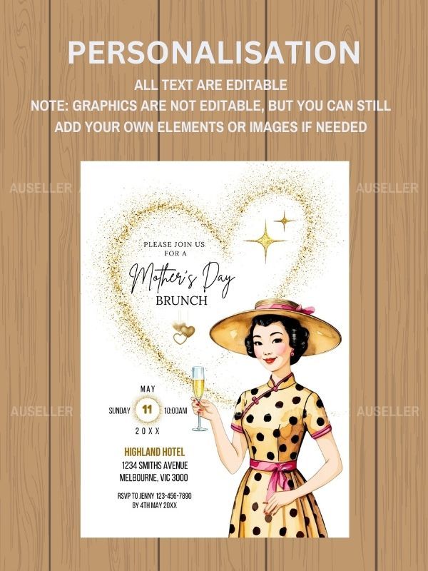 Mother's Day Brunch Invitation Bundle - Asian Lady Wearing Cheongsam product image (6)