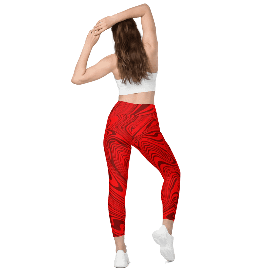Leggings with Pockets - Abstract Red Swirls product image (6)