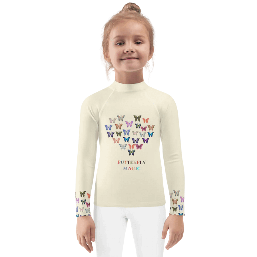 Butterfly Magic Kids Cream Rash Guard product image (1)