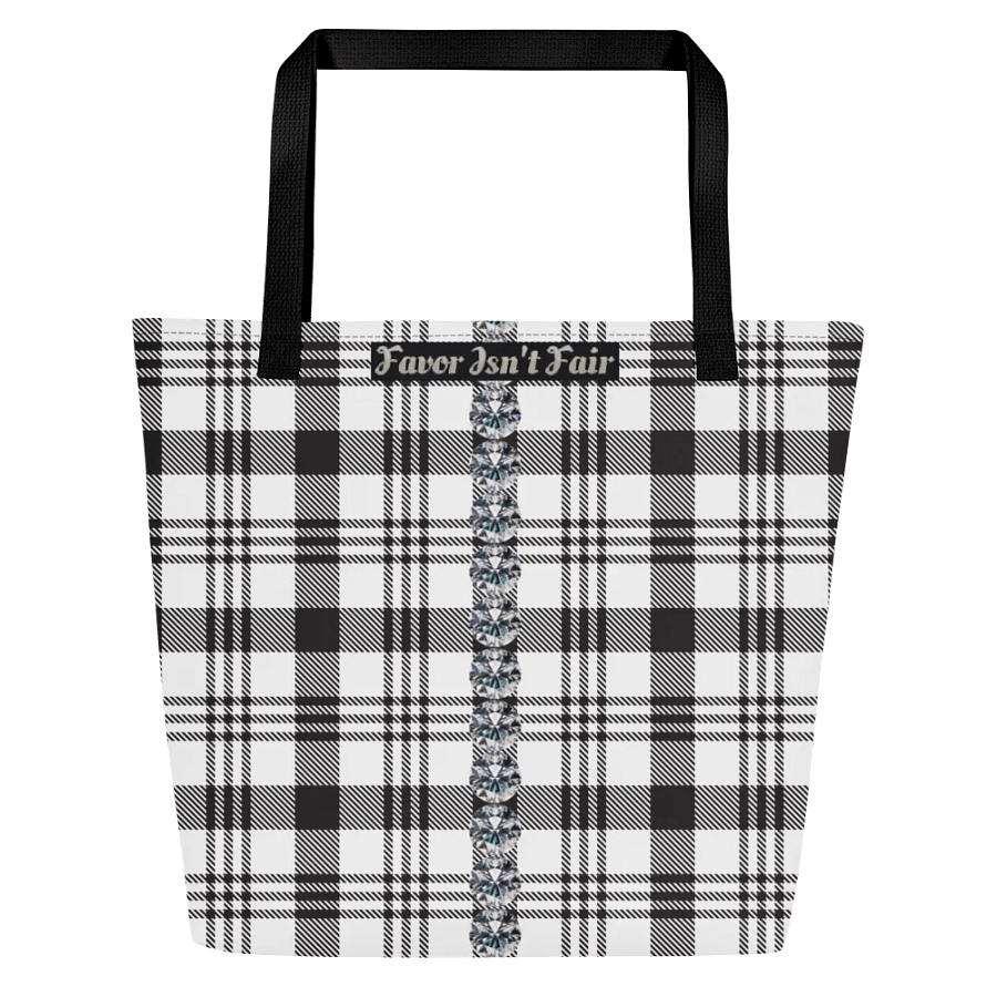 Black and White Plaid with Diamonds BBG Tote Bag with Pocket product image (2)