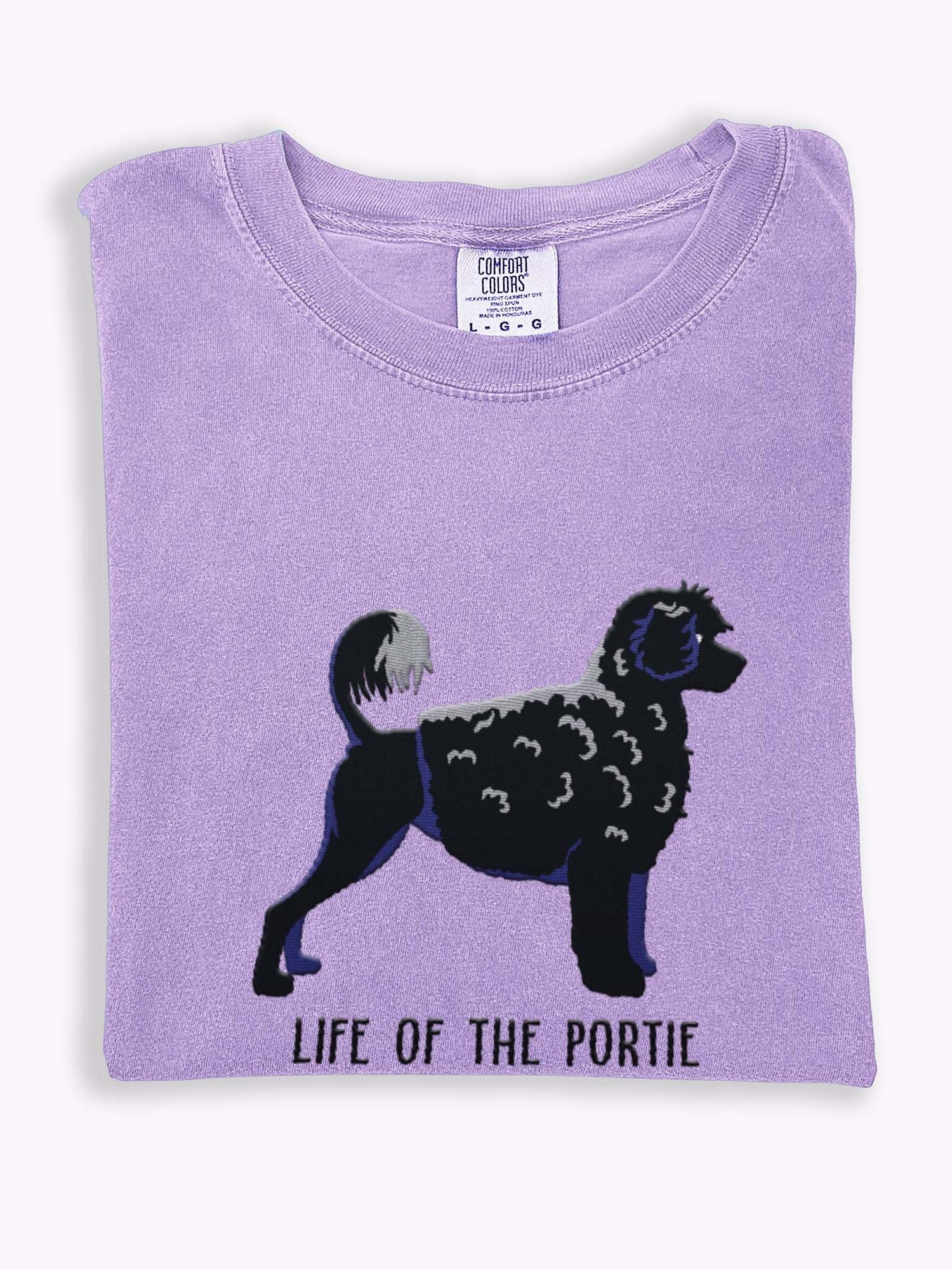 Life of the Portie T-Shirt(Embroidered) of a Portuguese Water Dog(Black) product image (1)