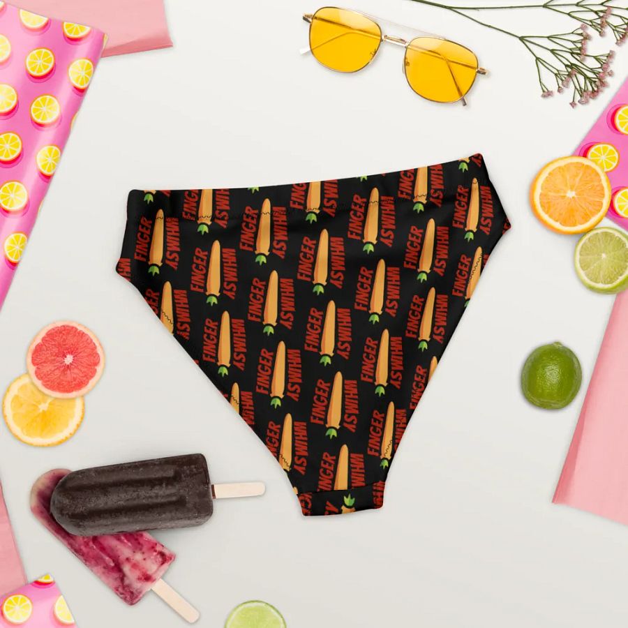 Finger Whimsy (BLK) High-Waisted Bikini Bottoms product image (4)
