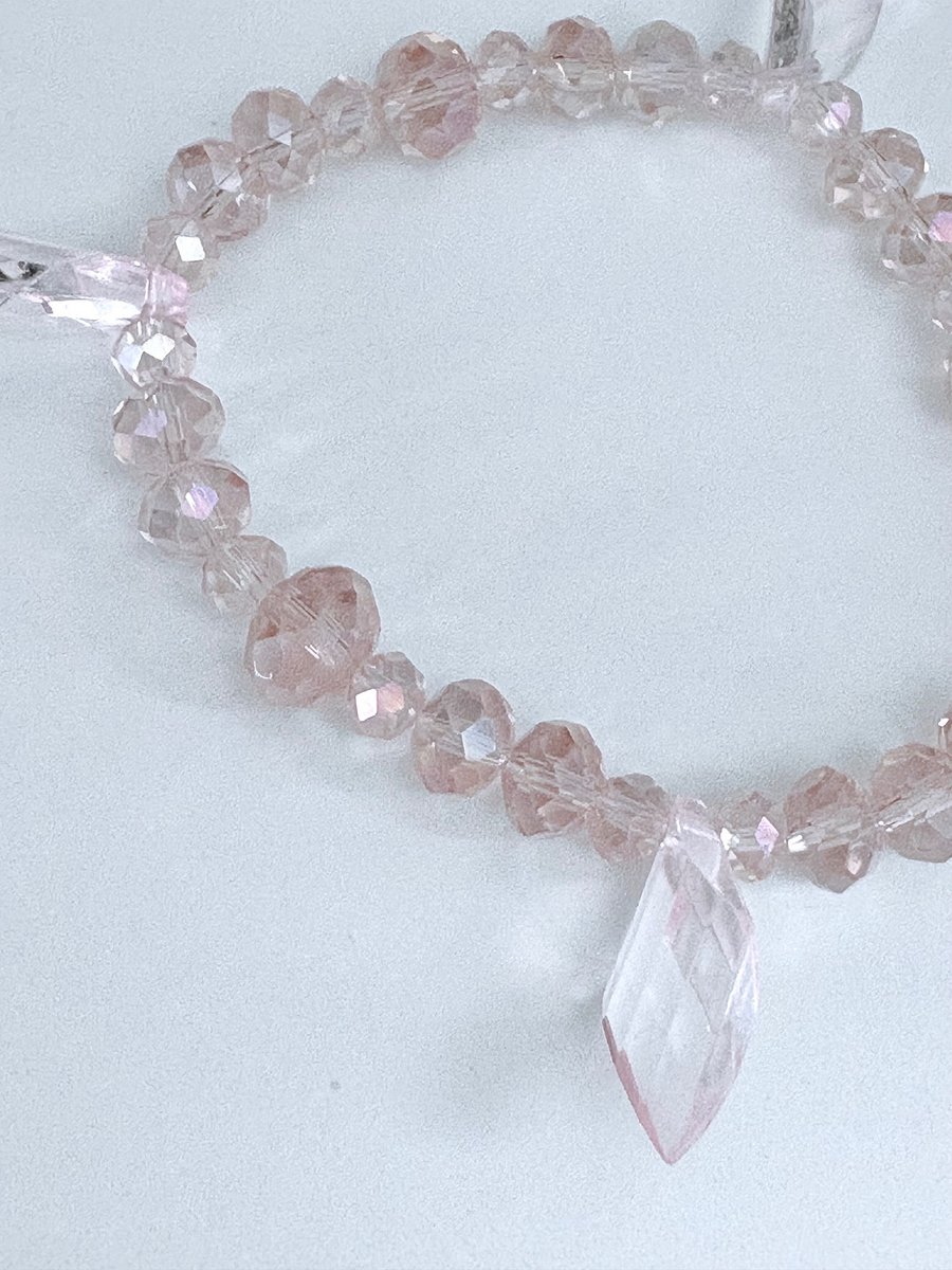 Blush Crystal Radiance | Faceted Glass Bead Bracelet | Handmade 7.5" Coastal Charm | by Monique Faella Designs™ | MFD-00051 product image (3)
