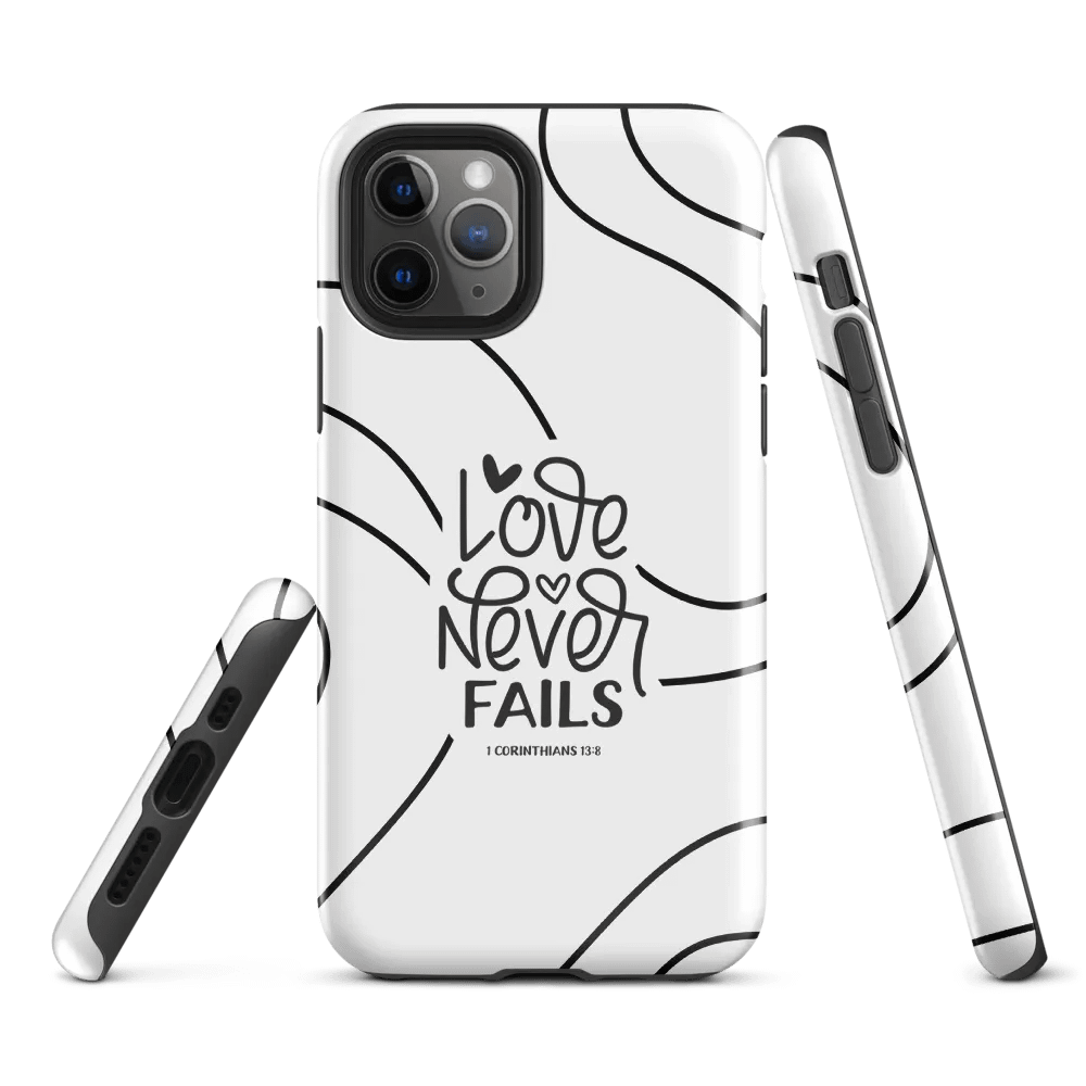 'Love Never Fails' Black Swirls iPhone® Tough Case product image (2)