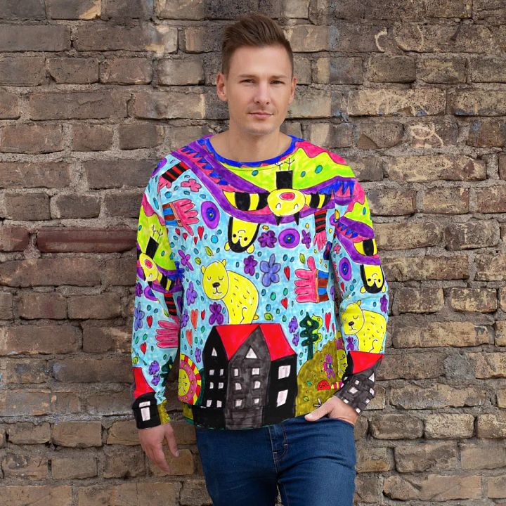 Abstract Vibrant Doodle Characters Unisex Sweatshirt product image (1)
