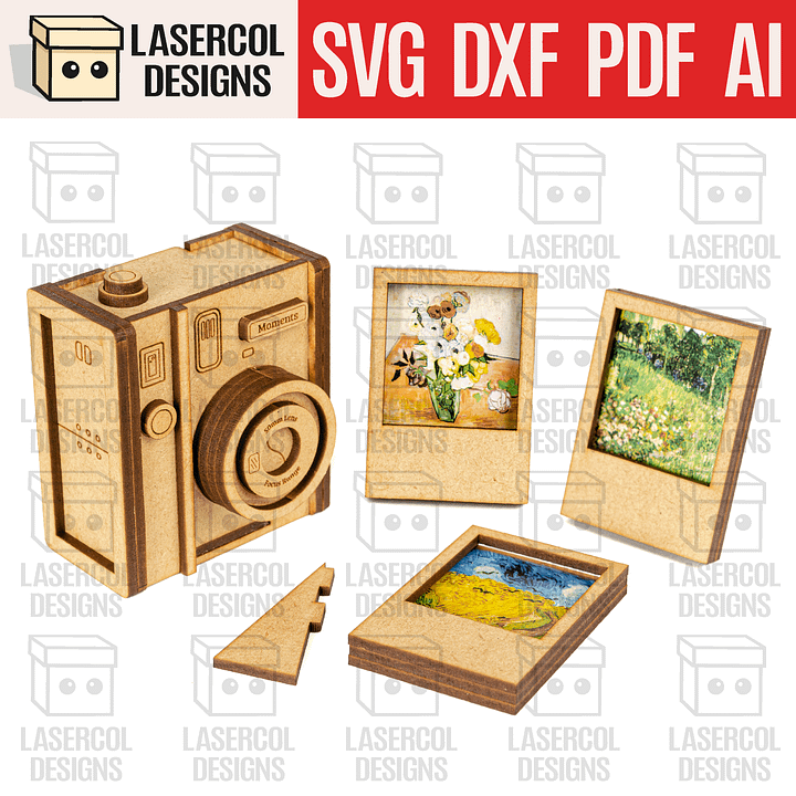 Instant Camera Photo Frames Box - Laser Cut Files product image (1)