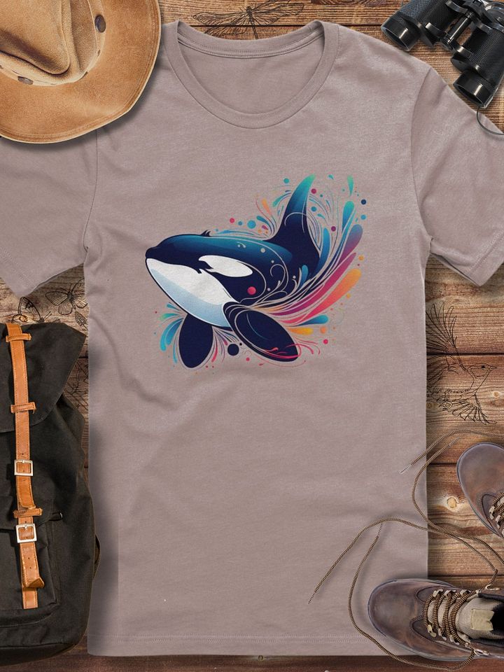 Orca Whale T-Shirt, Artistic Ocean Wildlife Tee, Orca Lover Gift, Marine Life Conservation Shirt, Vibrant Killer Whale Graphic T-shirt product image (1)