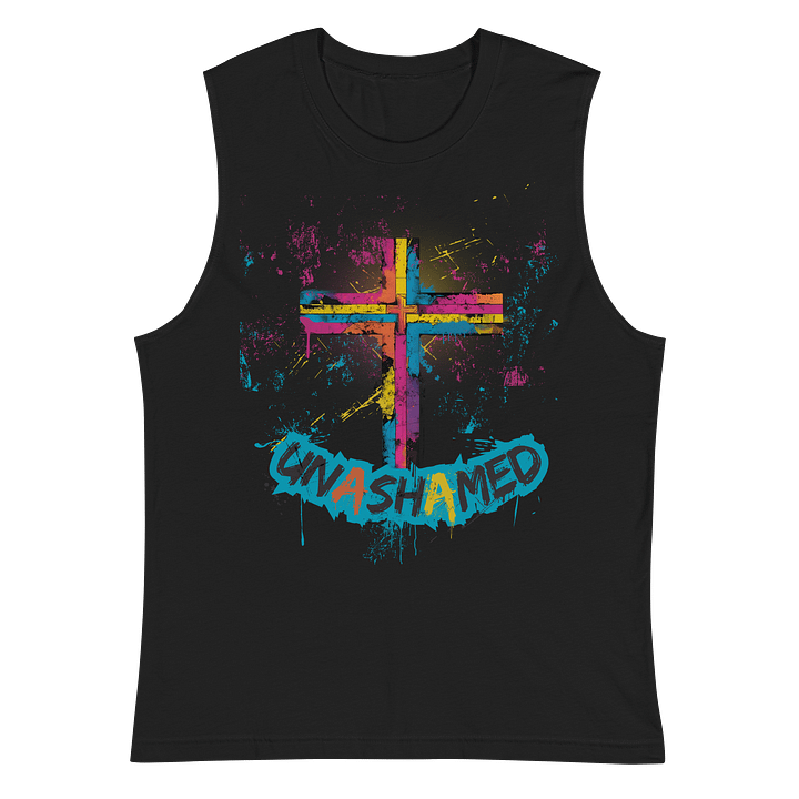 Unashamed Ro 1:16 Cross Tank Top - Unisex Bella + Canvas Muscle Shirt fit product image (3)