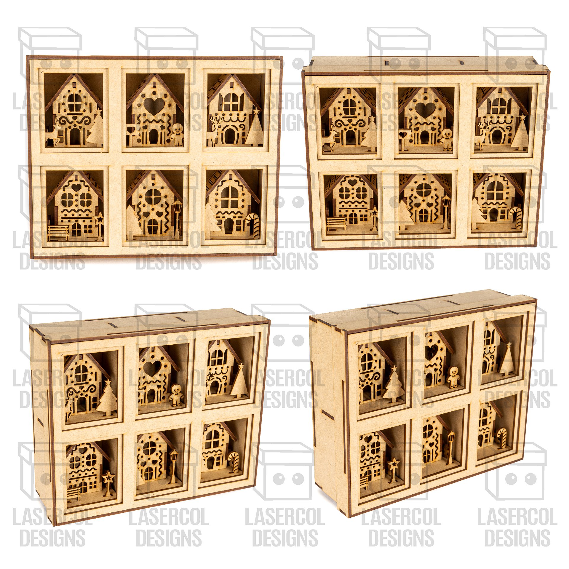 Christmas Houses Ornaments Boxes Set 1 (8 Houses Styles) - Laser Cut Files product image (8)