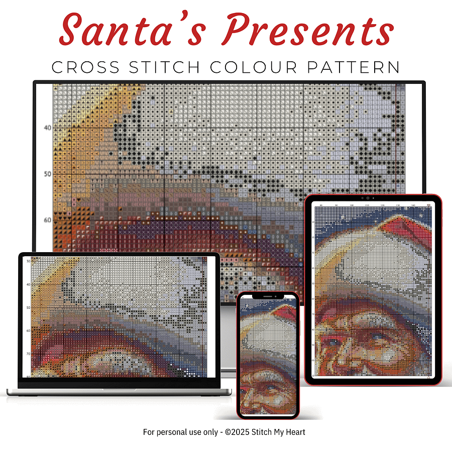 Santa with Presents Cross Stitch Pattern product image (3)