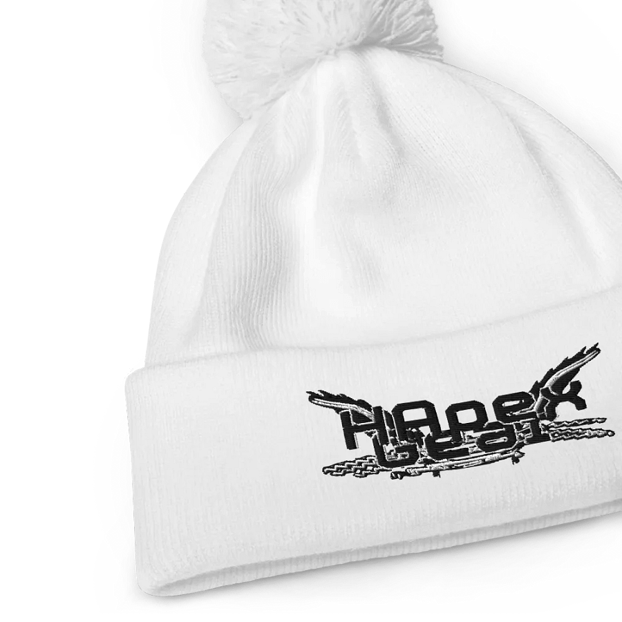 Beechfield Pom-Pom Beanie - Embroidered - Black HApex Gear White Logo product image (8)
