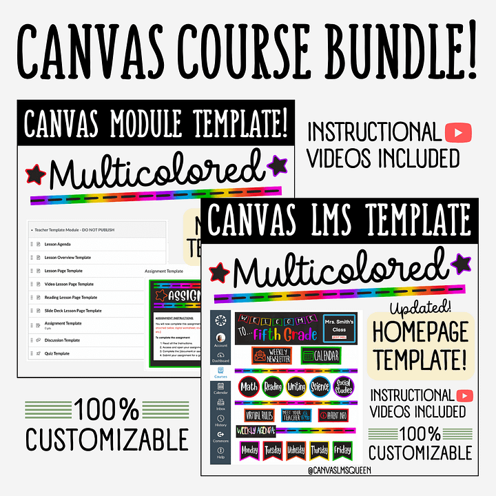 Canvas LMS Template - COURSE BUNDLE - Multicolored - 100% Customizable product image (1)