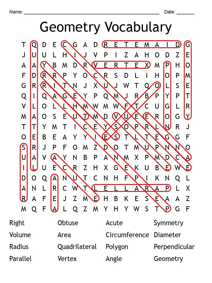Printable Geometry Vocabulary Word Search – 16 Key Terms! product image (1)
