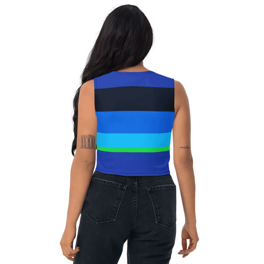 Blue/Green Color Block Crop Top T-Shirt product image (11)