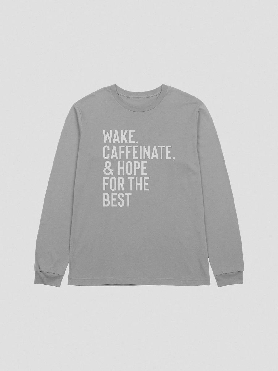 Wake & Caffeinate Long Sleeve Tee (White) product image (1)