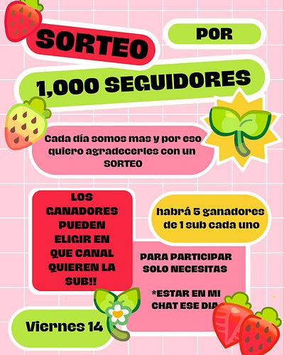 ✨Gracias por esos 1,000✨y para agradecerles estaré regalando 5 subs ✨ a 5 diferentes personas este próximos viernes en direct...