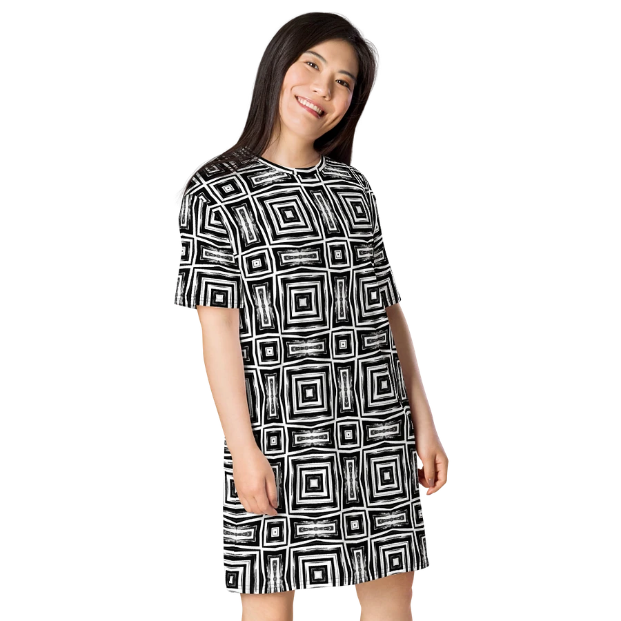 Abstract Monochrome Repeating Pattern Ladies T Shirt Dress product image (12)