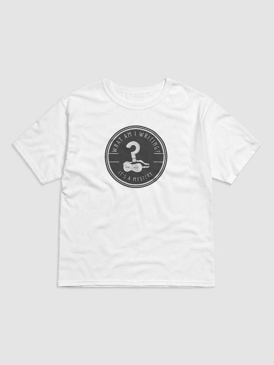 What am I Writing? It's a Mystery relaxed white t-shirt product image (1)