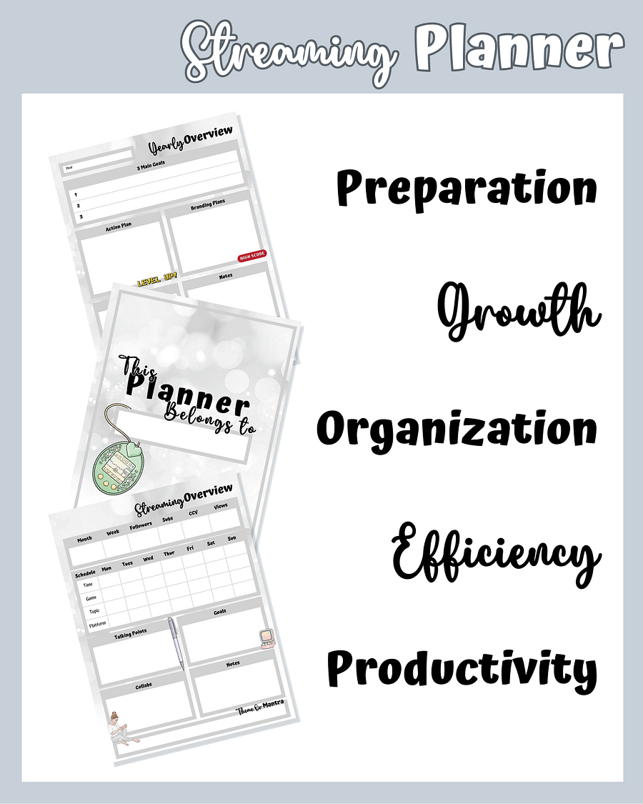 Grey Streaming Planner Printable product image (4)