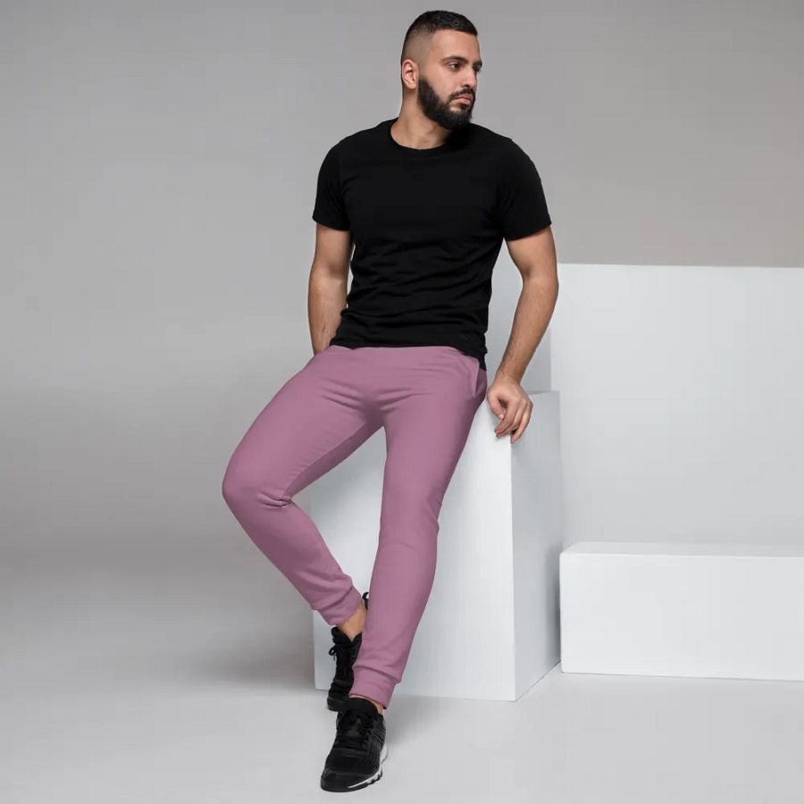 Plain Medium Dark Lilac Purple Soft Summer Recycled Polyester Premium Men's Joggers by Treasure Pie product image (7)