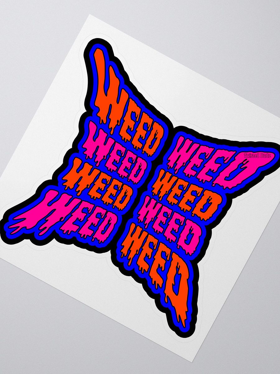 Strange Stoner Sticker, Pink Orange Black Blue Butterfly Weed 420 Art product image (3)