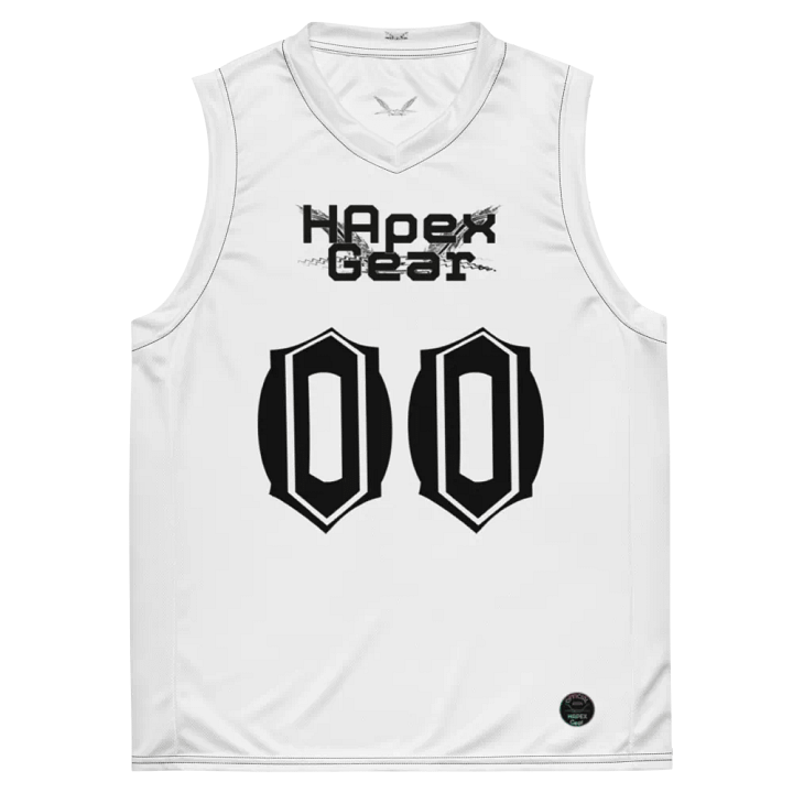 Eddie - White - Recycled Unisex Basketball Jersey - Black HApex Gear Black Logo product image (2)