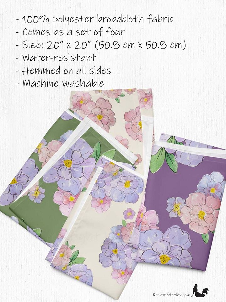 Gingham Blossoms Cloth Napkins Set of 4 product image (2)