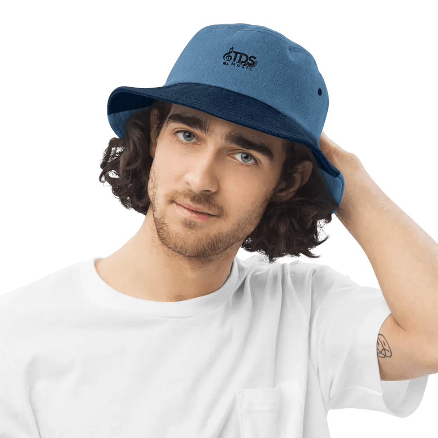 Capstone Denim Bucket Hat - TDS Embroidered High Profile Hat in Black and Blue product image (3)