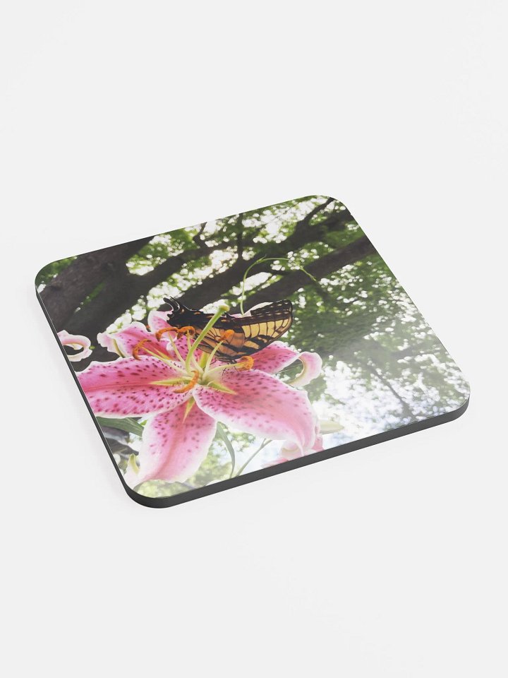 Butterfly on Pink Tiger Lily Coaster product image (2)