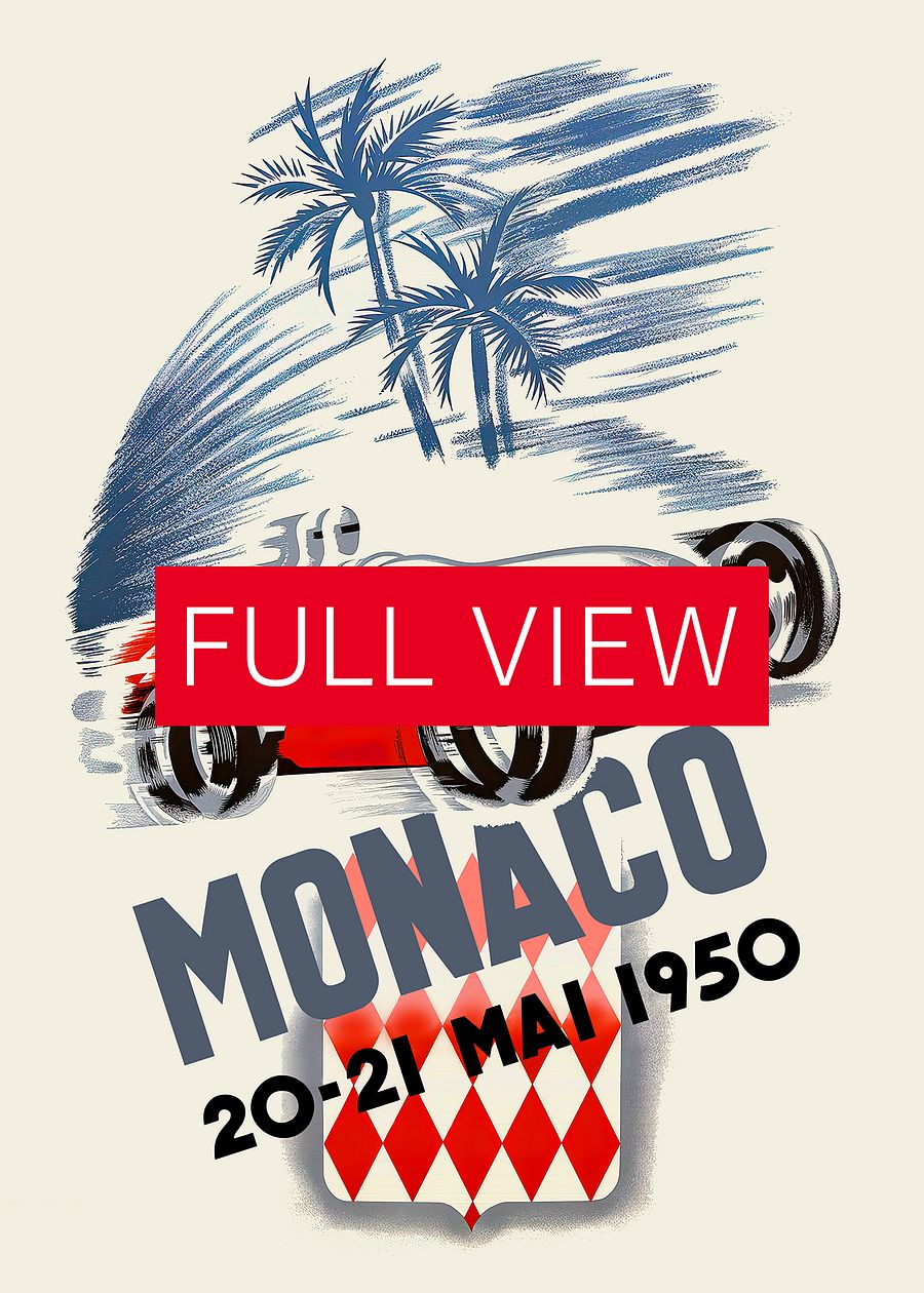 Monaco Vintage F1 Grand Prix, 1950 poster — Vintage Formula 1 poster, Monaco Grand Prix poster, retro travel poster, retro travel art product image (3)