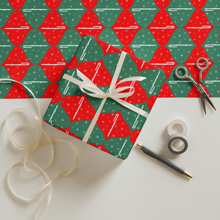 Ogee Gift Wrap Roll - Red and Green Bass - 30x72 product image (1)