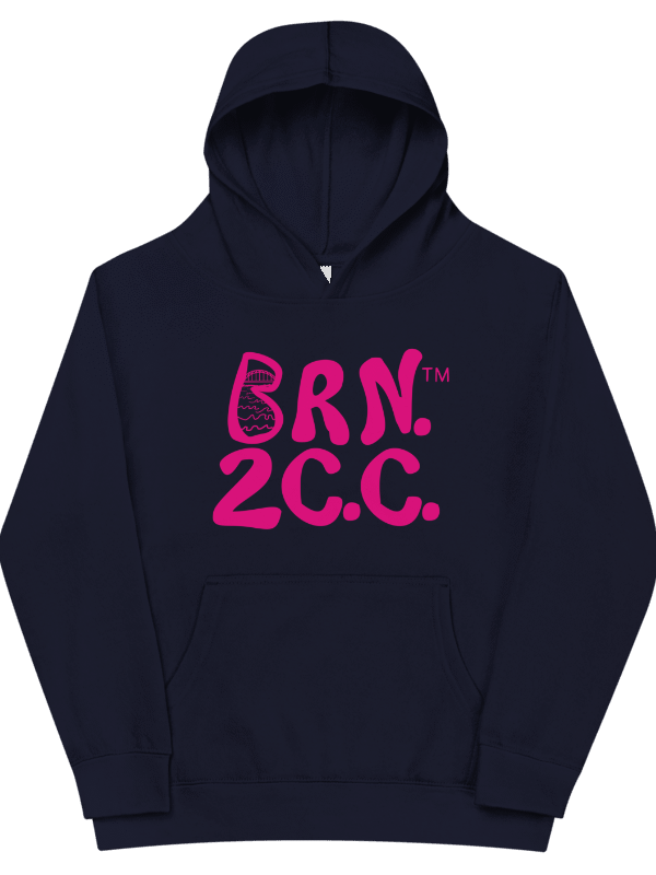 Girls' | BOURNE to Cape Cod™ | DTG Vintage Print | Youth Hooded Fleece Pullover | Cozy Coastal Adventure | Pink Logo product image (1)