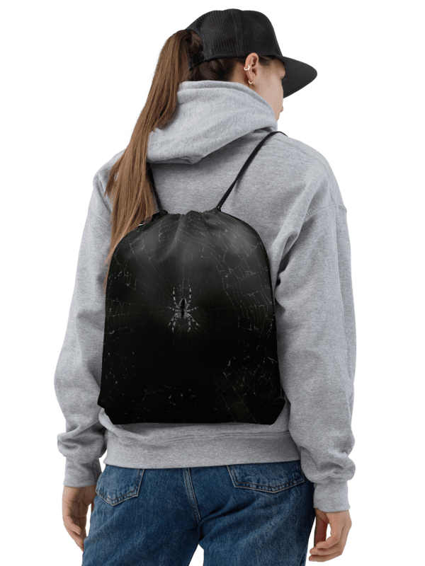 Rucksackbeutel mit Kordelzug - Spinne im Netz schwarzweiß product image (2)