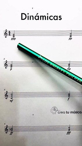 Dinámicas: pianississimo, pianissimo, piano, mezzopiano, mezzoforte, forte, fortissimo, fortississimo