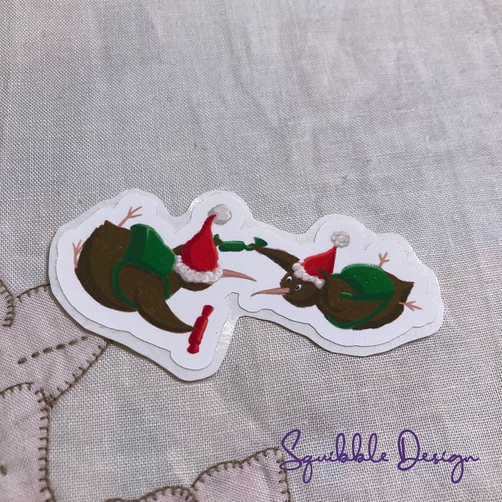 Vinyl Sticker - Skydiving Christmas Kiwis product image (1)
