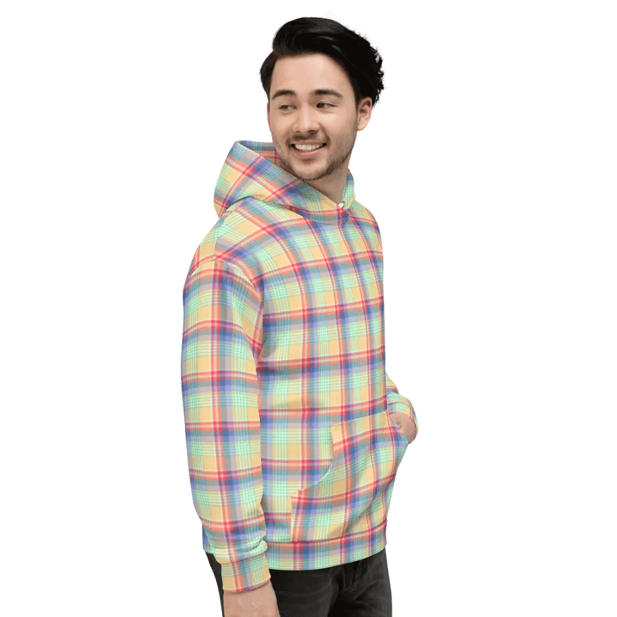Bright Pastel Plaid Hoodie product image (5)