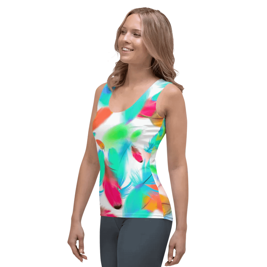 Colorful Feather Pattern Design Tank Top - v3 product image (3)