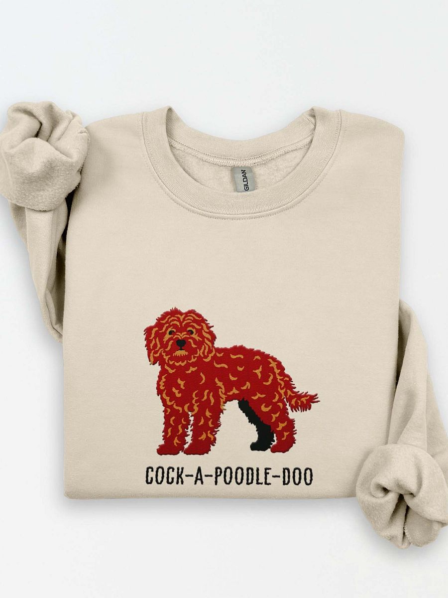 Cock-A-Poodle-Doo Sweatshirt (Embroidered) of a Cockapoo(Chocolate) product image (1)