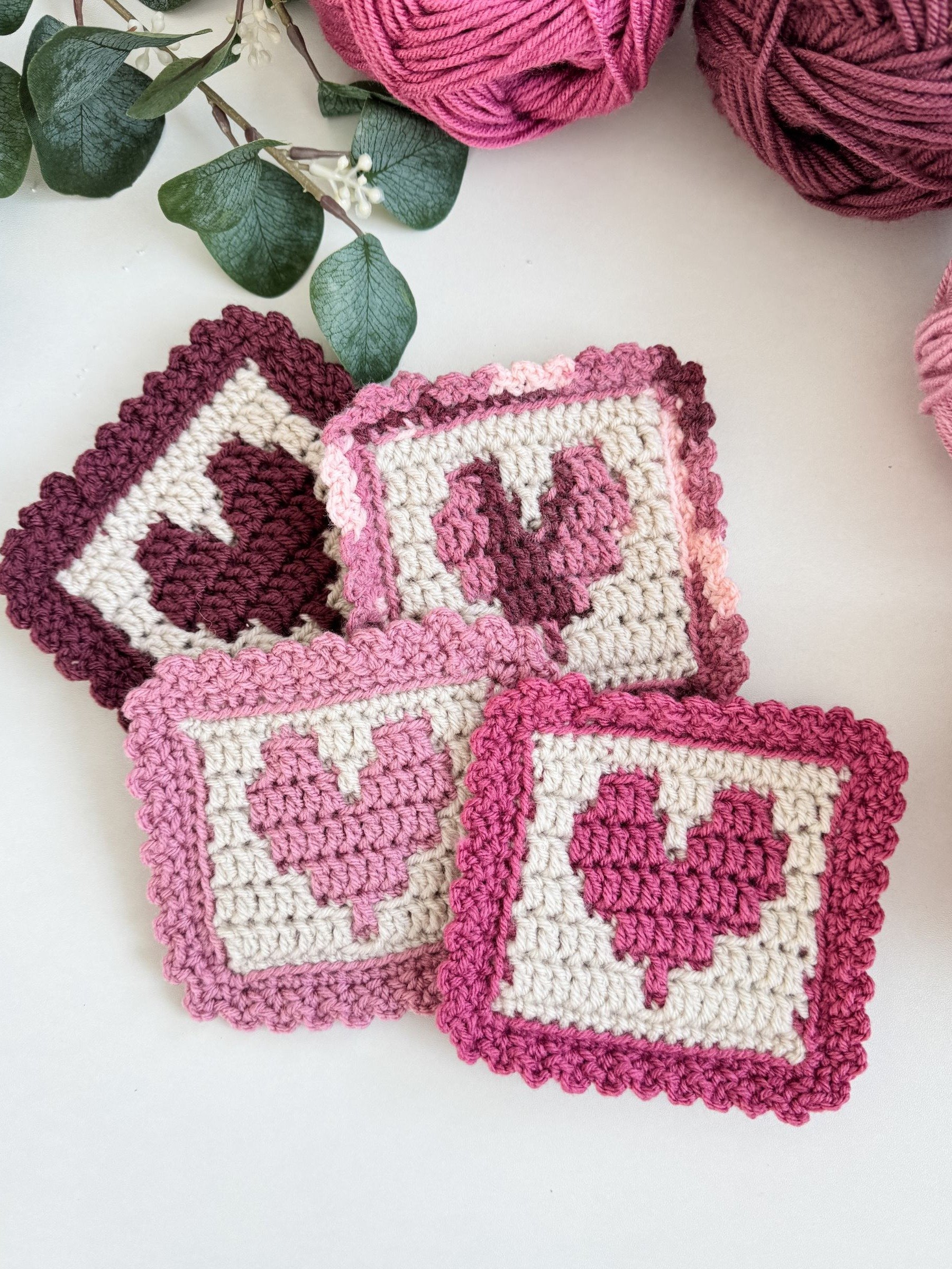 Heartstrings Mosaic Blanket and Coaster Crochet Pattern product image (6)