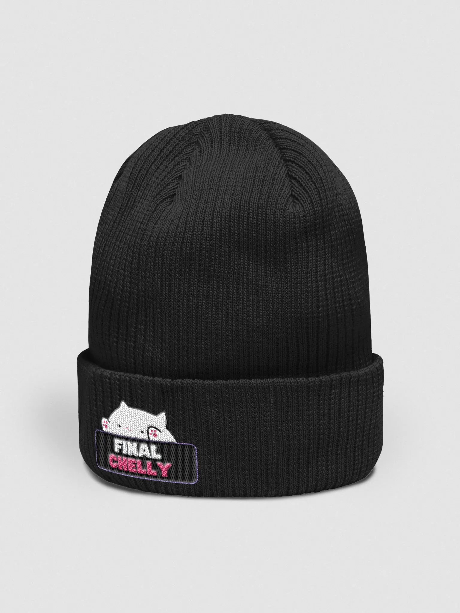 Click Clack Bongo Cat Organic Embroidered Ribbed Beanie product image (4)