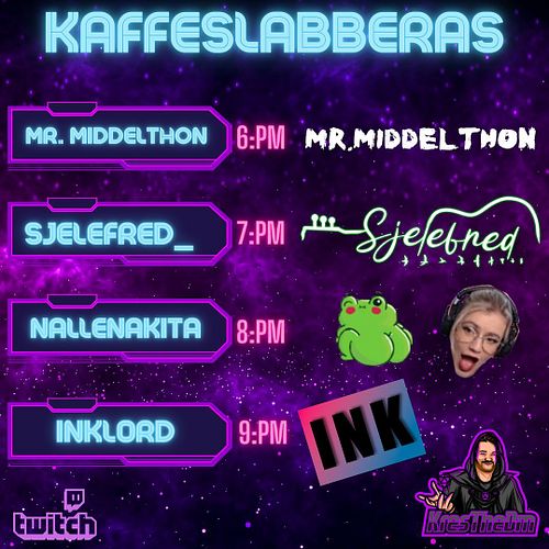 Ny runde Kaffeslabberas med Kres går av stabelen i morgen kl 18:00 og i denne omgang har jeg med meg @mrmiddelthon, @sjelefre...
