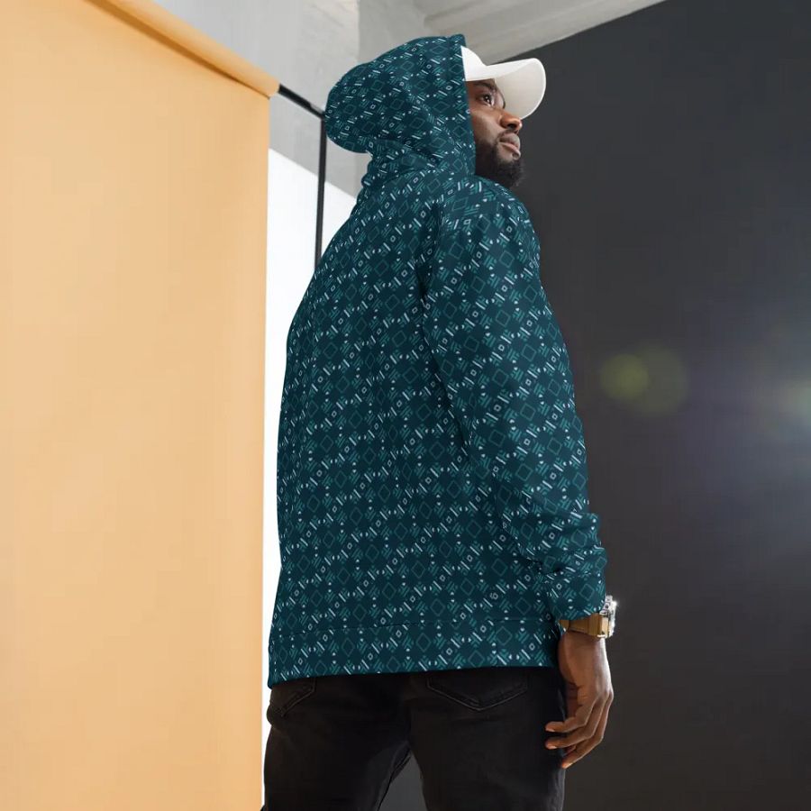 Facet Fantastic Blue Geometric Allover Print Hoodie for Men and Women product image (3)