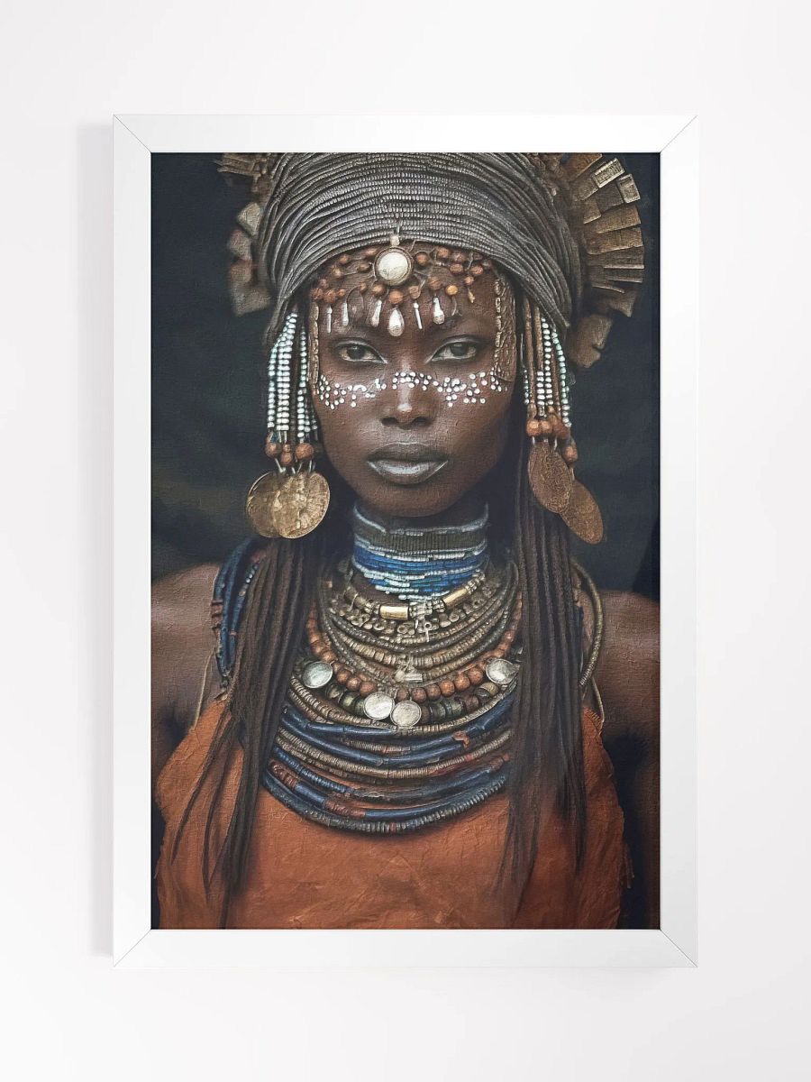 African Woman in Traditional Head Dress, Multi-Colored Jewelry Poster Print, Framed product image (14)