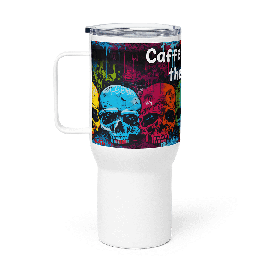 "Caffeinated to the Bone" Travel Mug w/ Handle product image (3)