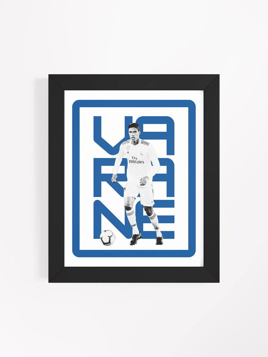 Raphaël Varane BW Real Madrid Name Art Framed Print product image (2)