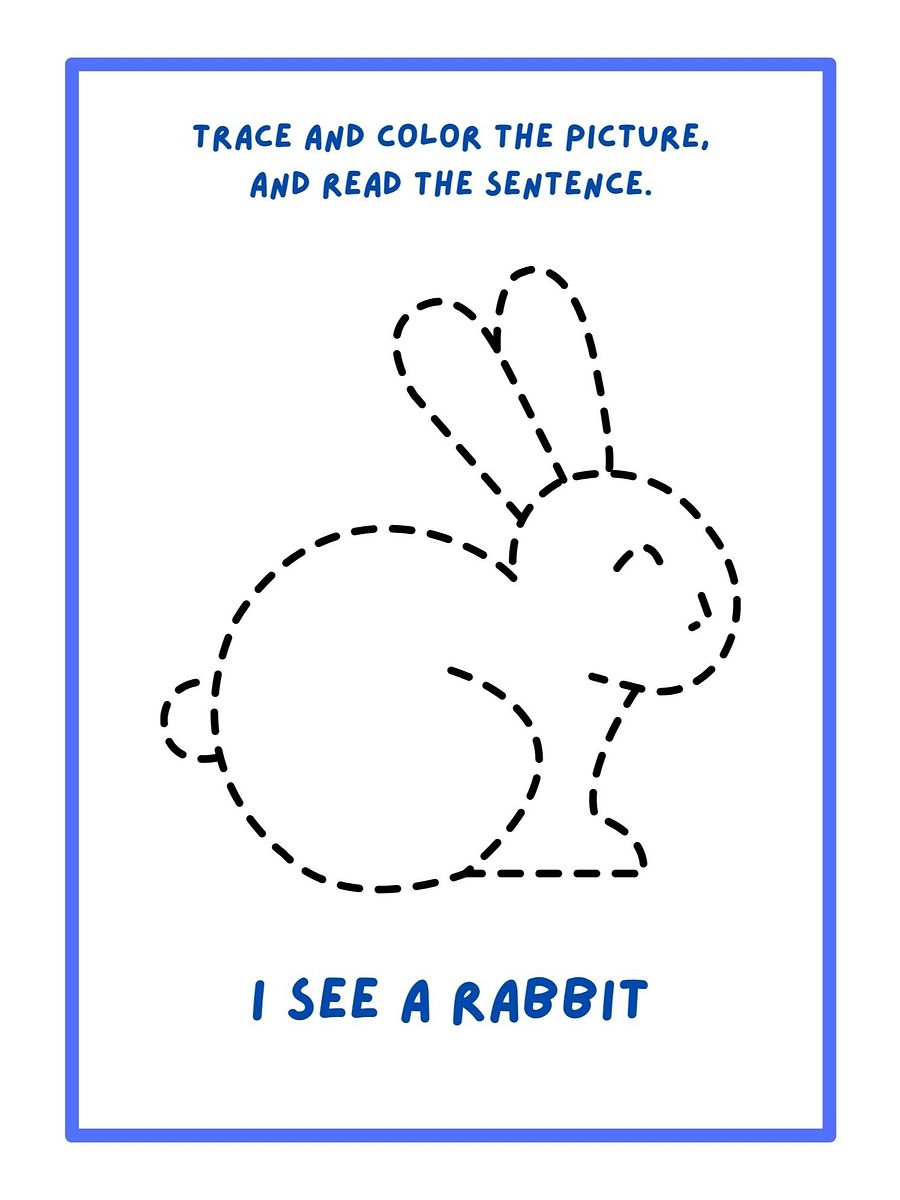 Printable Worksheets: Animal Fun – Trace, Color, and Read product image (3)