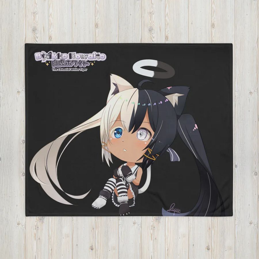Throw Blanket - Byakko Chibi All Black Edition product image (16)