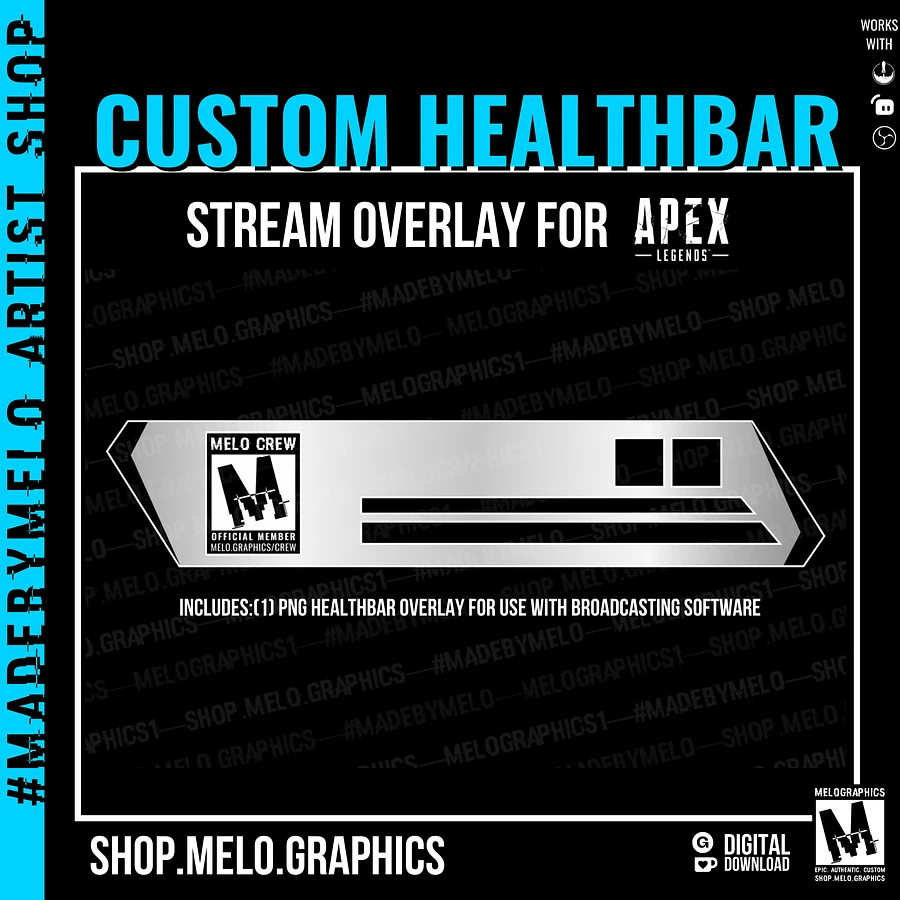 Custom Healthbar Stream Overlay: Fortnite Apex Legends, Warzone | #MadeByMELO product image (2)