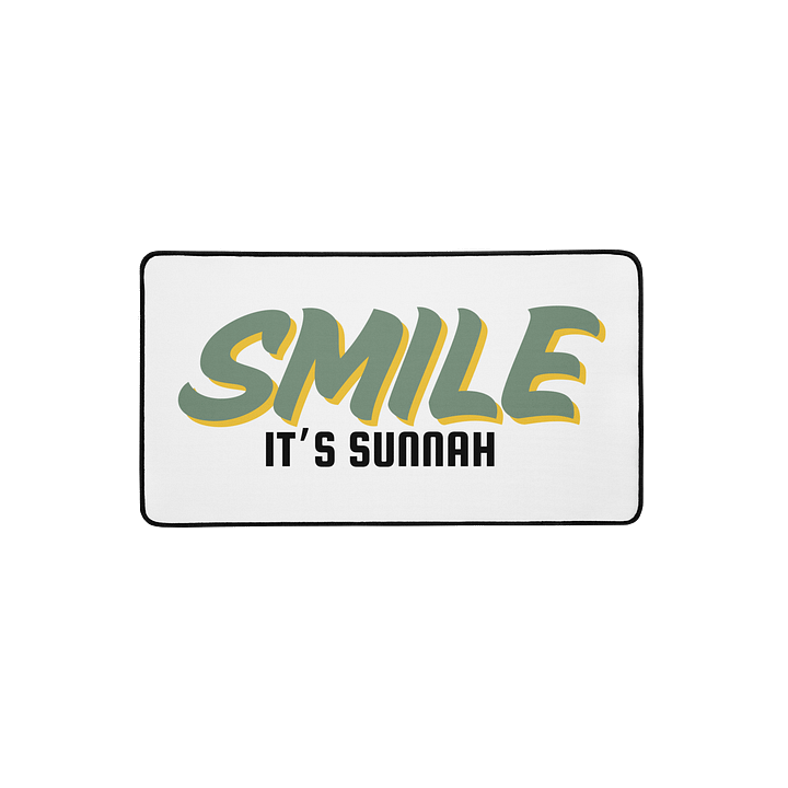 White "Smile It's Sunnah" Desk Mat in Muted Olive product image (2)