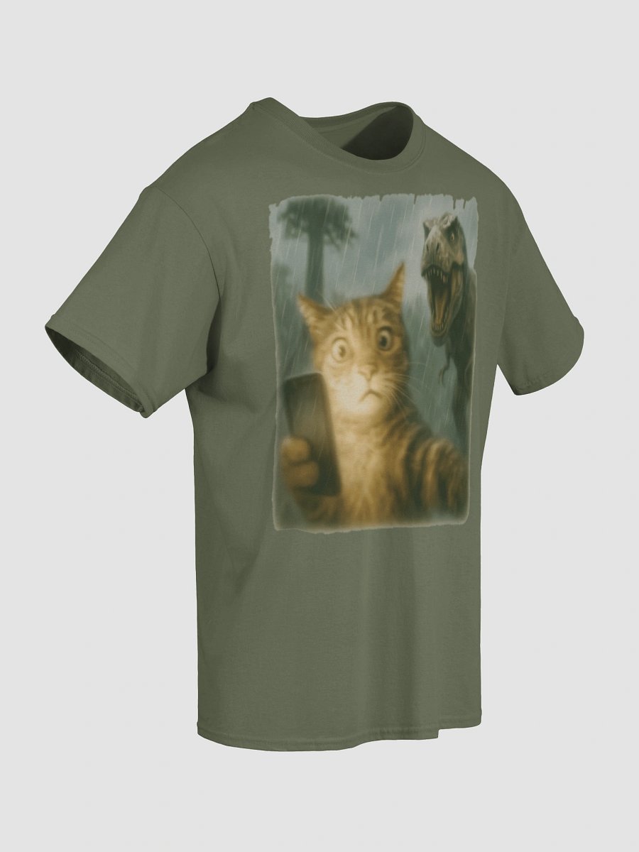 Confused Cat Selfie Dinosaur T-Shirt - Funny Dino & Kitten Tee product image (11)